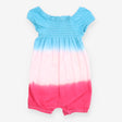 Romper tie dyed blue pink smocked