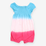 Romper tie dyed blue pink smocked