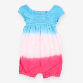 Romper tie dyed blue pink smocked