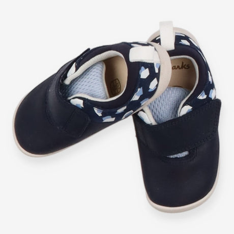 Navy first walkers with white and blue shapes
