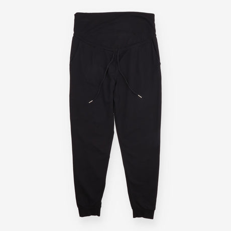 Maternity Joggers Black Cotton Stretch Drawstring 