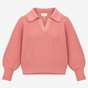 Dusky Pink Rib Knit Jumper with Crochet Collar