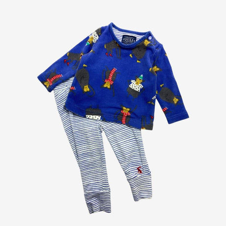 All over monkey print tee and blue stripe legging 