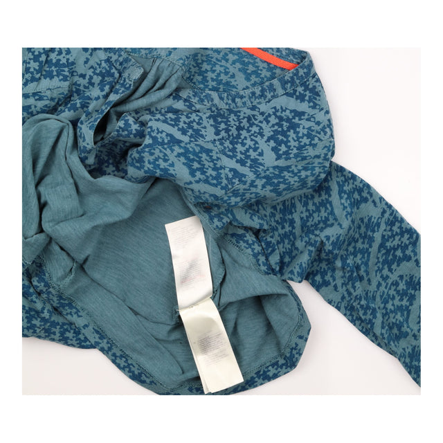 Top Blue Patterned Long Sleeve V-Neck