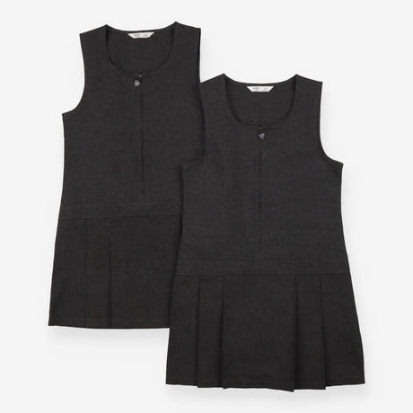 Pinafore grey school heart zip 2 pack