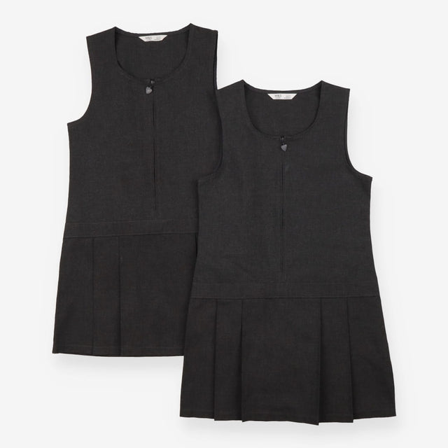 Pinafore grey school heart zip 2 pack