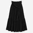 Shirred Tiered Midi Skirt Black 100% Viscose