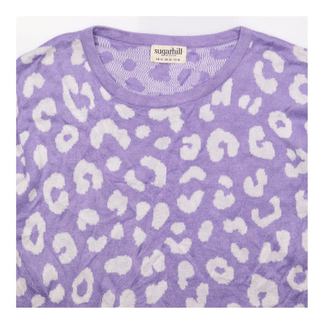 Jumper Animal Spot Print Crew Neck Cotton Lilac