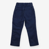 Pull on trousers navy with yellow drawstring