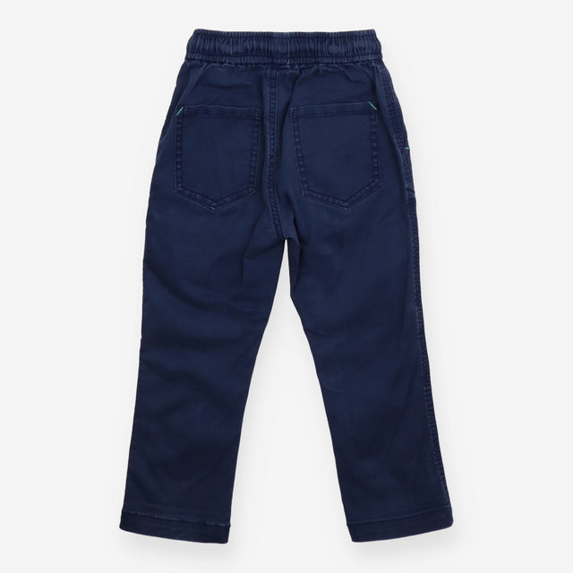 Pull on trousers navy with yellow drawstring