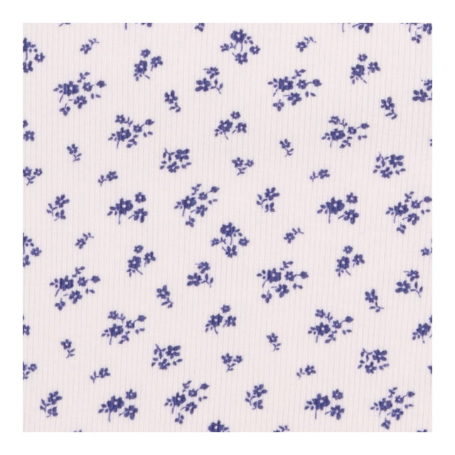 Pyjamas White Ribbed Blue Floral
