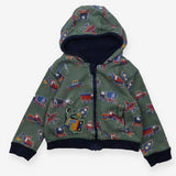 Hoodie navy blue trucks reversible green vehicles