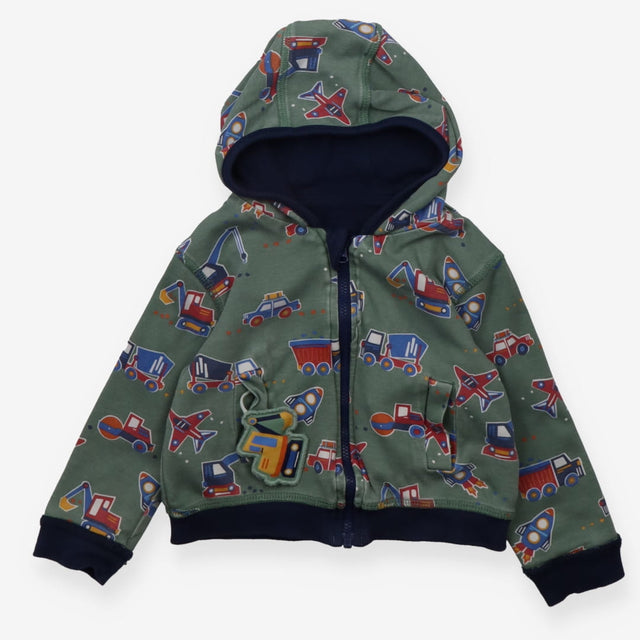 Hoodie navy blue trucks reversible green vehicles