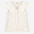 Top Sleeveless V Neck Linen Blend White Embroidere