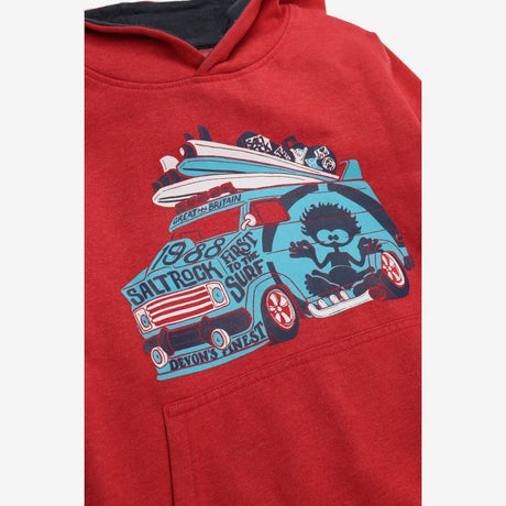 Hoodie red with blue surf van