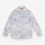 Shirt LS white map in blue