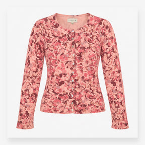 Floral Silk Blend Button Front Cardigan