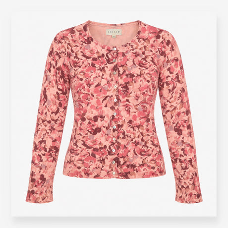 Floral Silk Blend Button Front Cardigan