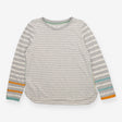 T-shirt Long Sleeve Grey Cream Stripe Mix, Cassie