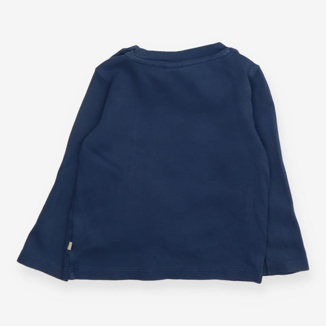 T-Shirt Long Sleeve Blue Dinosaur Applique