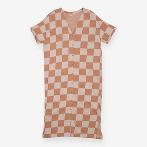 Eden Orange Bold Check Print Midi Dress