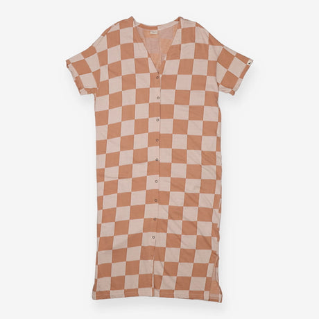 Eden Orange Bold Check Print Midi Dress