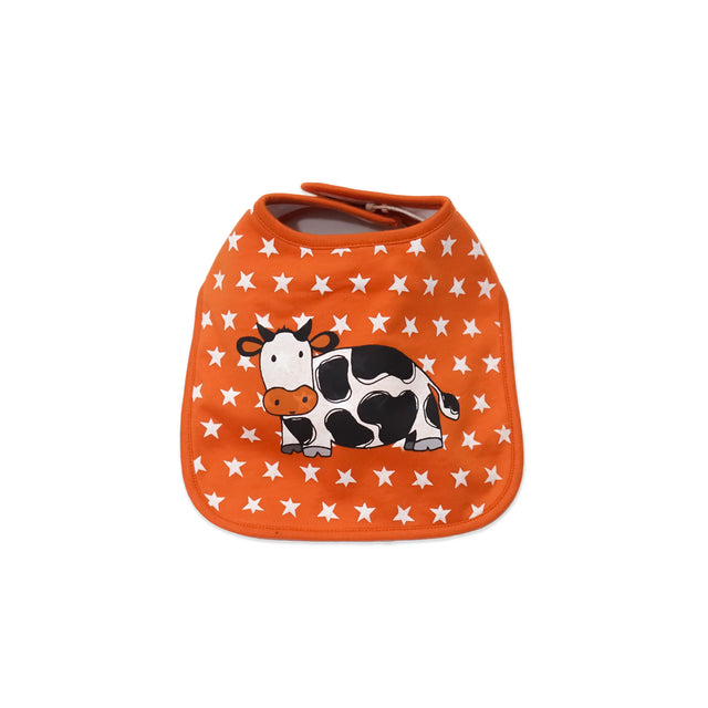 Pumpkin Star Baby Bib with Cow