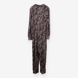 Jumpsuit Long Sleeve Black Paisley Print