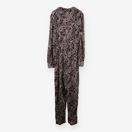 Jumpsuit Long Sleeve Black Paisley Print