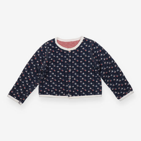 Jersey cardigan navy sailboat print