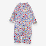 Sunsuit White Floral with Pink Zip