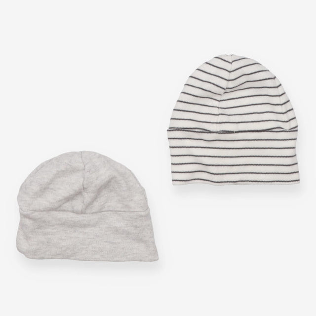 Baby Hats Grey and Black Striped 2-Pack