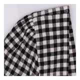 M&S Top Gingham Black White Square Neck Peplum