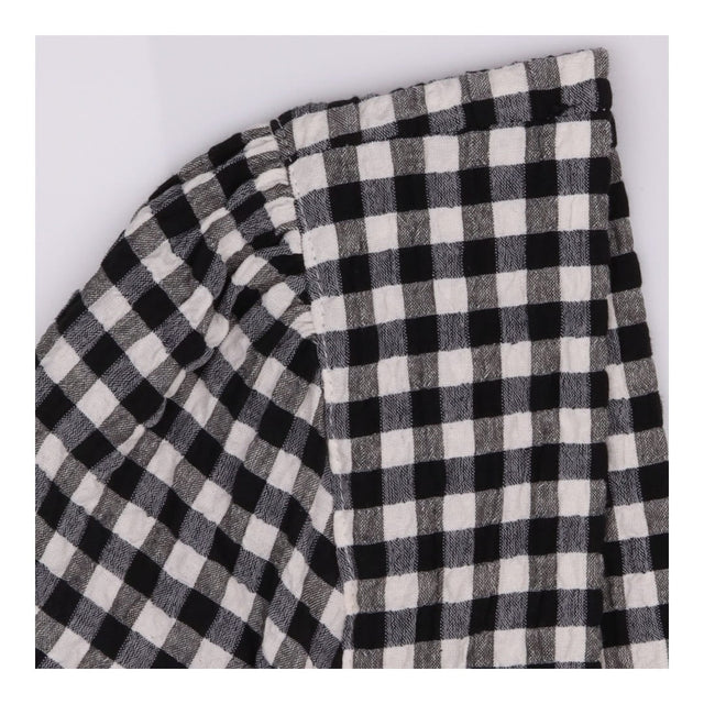 M&S Top Gingham Black White Square Neck Peplum