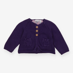 Cardigan pockets purple wood buttons
