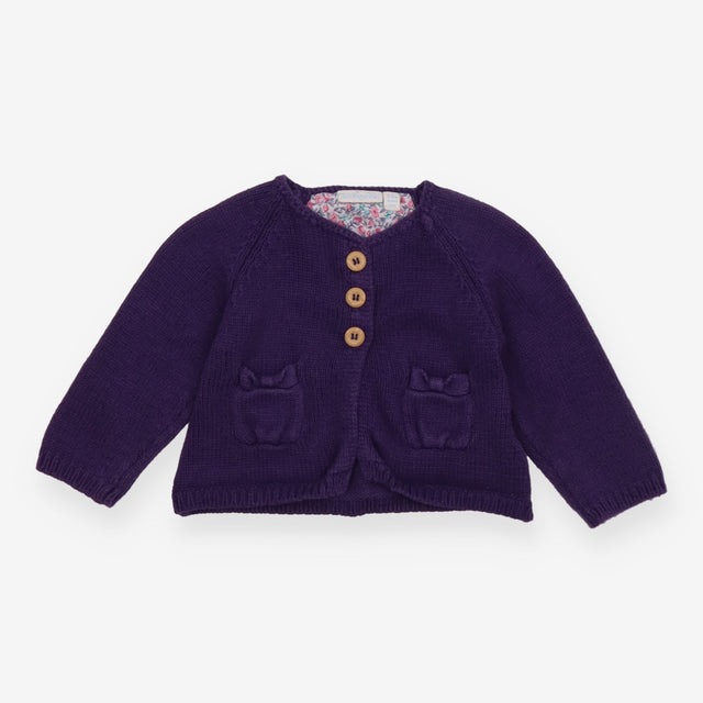 Cardigan pockets purple wood buttons