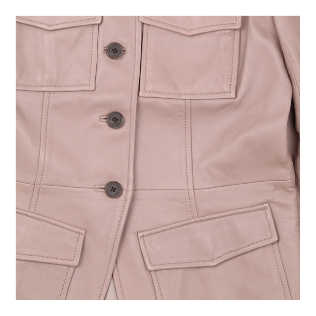 Leather Jacket Taupe Lambskin Four Pocket Utility