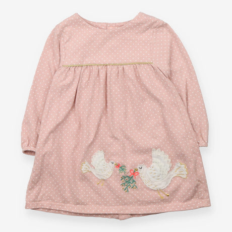 Dress Jersey Long Sleeve Pink Spot with Doves and 