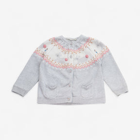 Cardigan Knit Grey Fairisle Rabbits