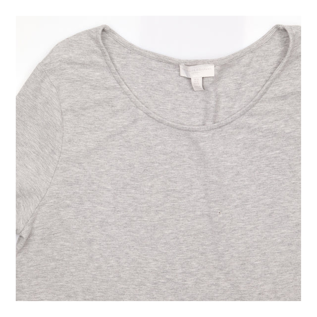 Grey Marl Viscose Stretch Scoop Neck Short Sleeve 