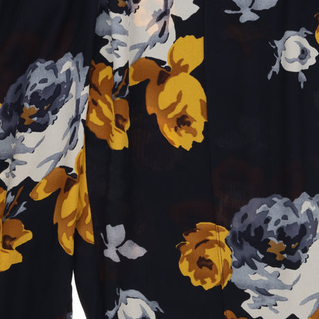 Blue Floral Straight Leg Trousers Ankle Zip Pocket