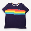 T-Shirt Navy Blue Rainbow Stripe Crew Neck