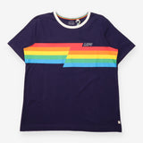 T-Shirt Navy Blue Rainbow Stripe Crew Neck