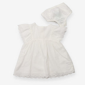 Dress Cream with Brown buttons and Bloomers