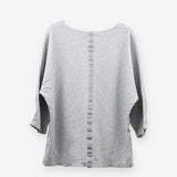 Grey Stripe Boatneck Batwing Lounge Top