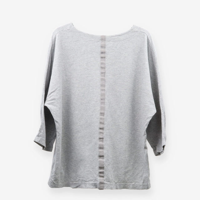 Grey Stripe Boatneck Batwing Lounge Top