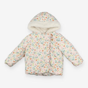 Coat cream with pastel flowers