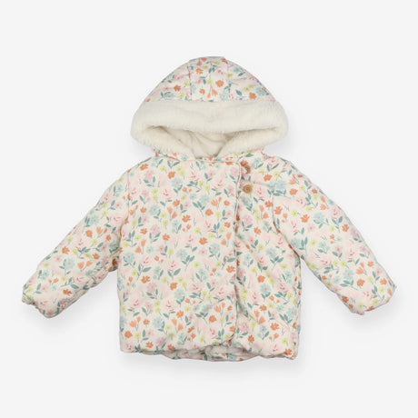 Coat cream with pastel flowers
