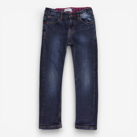 Jeans mid blue rinse with pink floral lining 