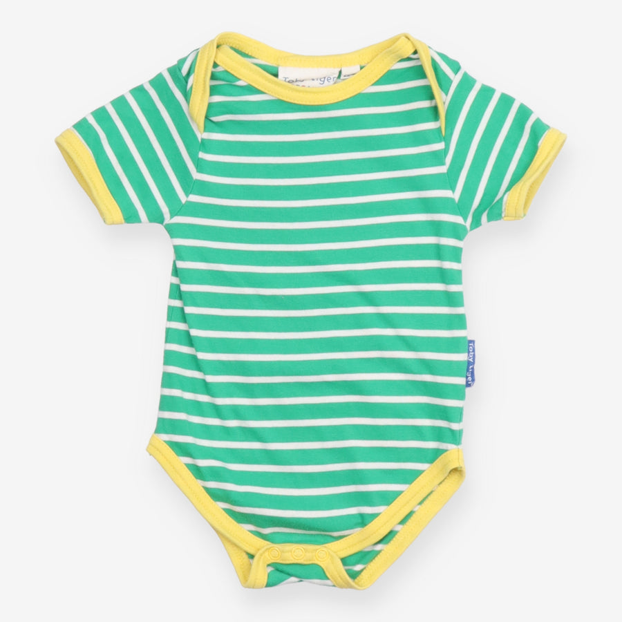 Bodysuit Green Stripe with Yellow Trim